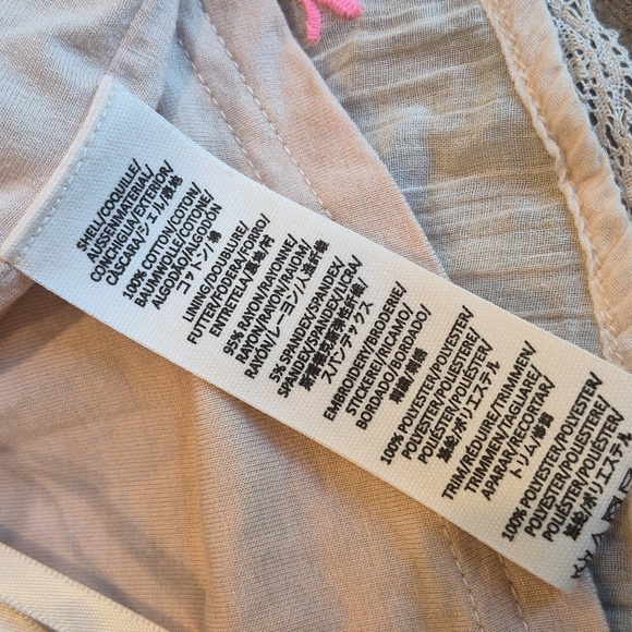 XS/S Free People Golden Hour Lace Detail Embroidered Floral Top in Peach Combo - Picture 7 of 10